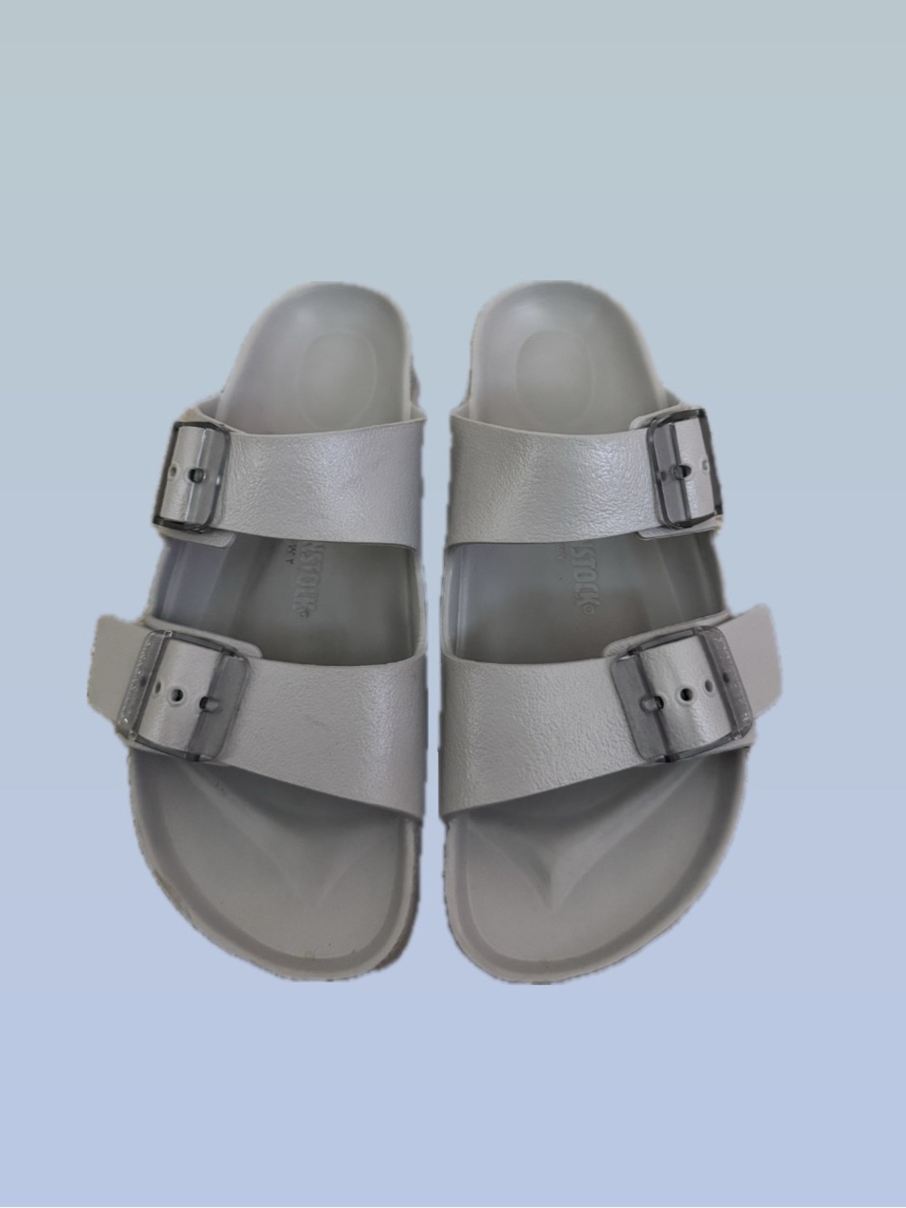 Classic Double-Buckle Men's Slide Sandals in Light Gray